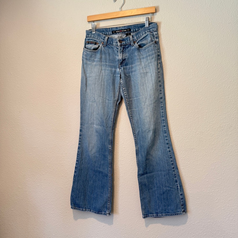 DKNY Jeans Womens 7R Blue Flare Bootcut Denim Mid Rise Light Wash Y2K Vintage